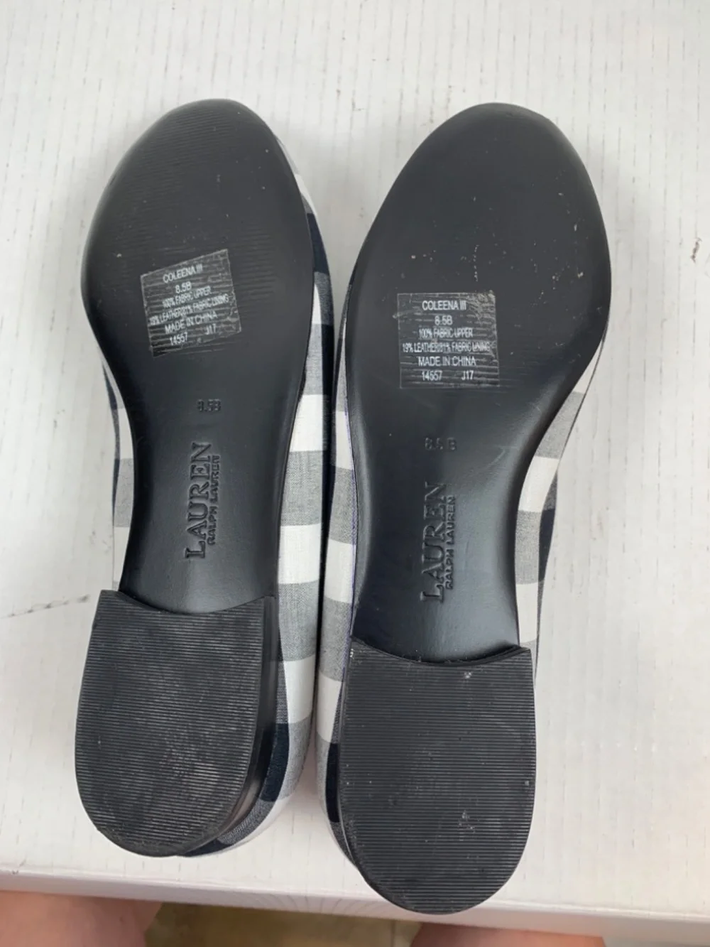 Lauren Ralph Lauren Women's Coleena III Loafer Size 8.5B Black White Gingham